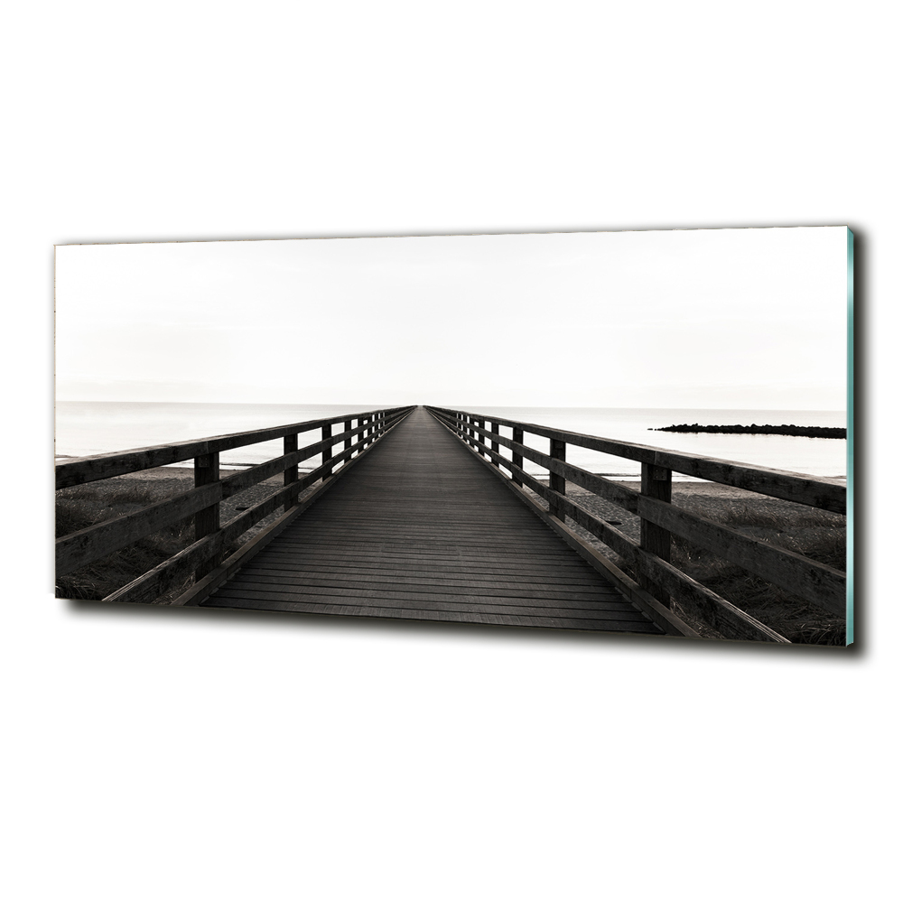 Glass art picture Wooden pier