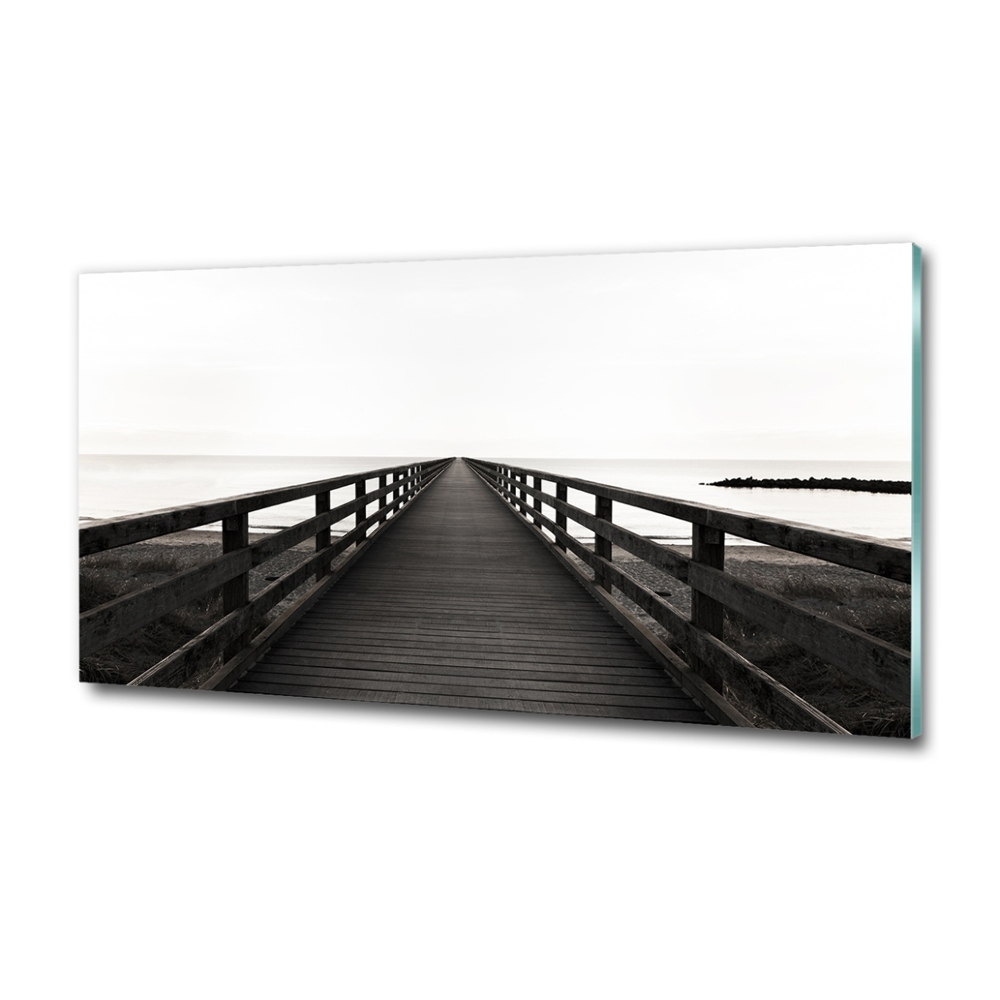 Glass art picture Wooden pier