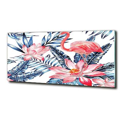 Photo printed on glass Flamingos and plants