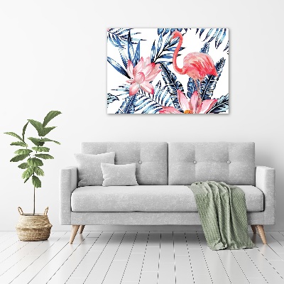 Photo printed on glass Flamingos and plants