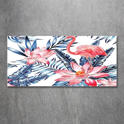 Photo printed on glass Flamingos and plants