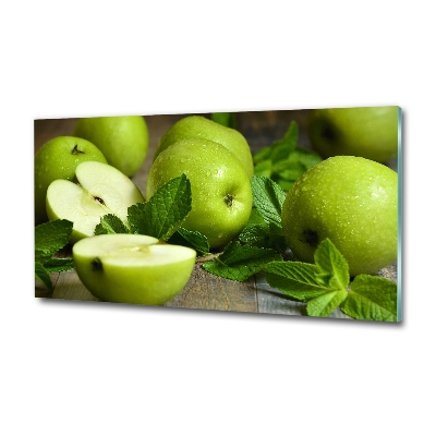 Glass picture wall art Green apples