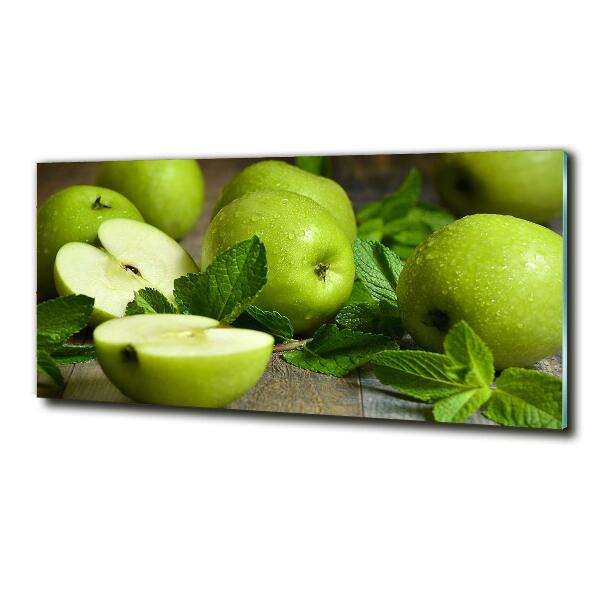 Glass picture wall art Green apples