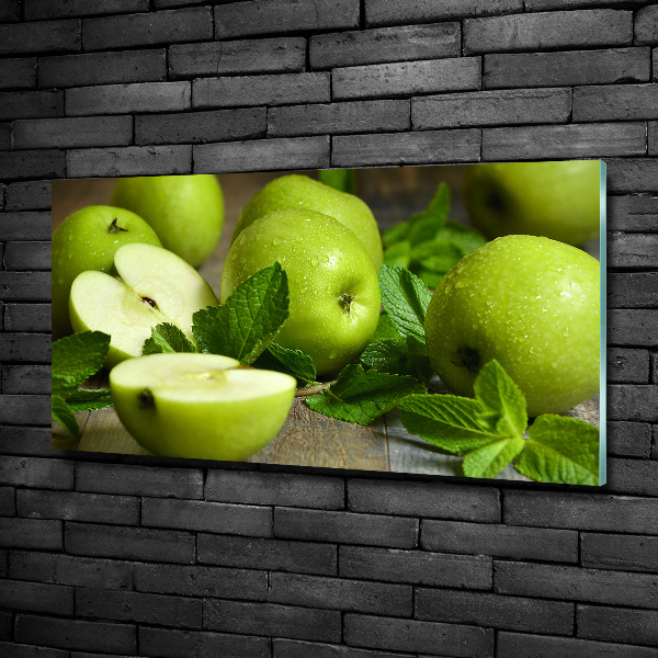 Glass picture wall art Green apples