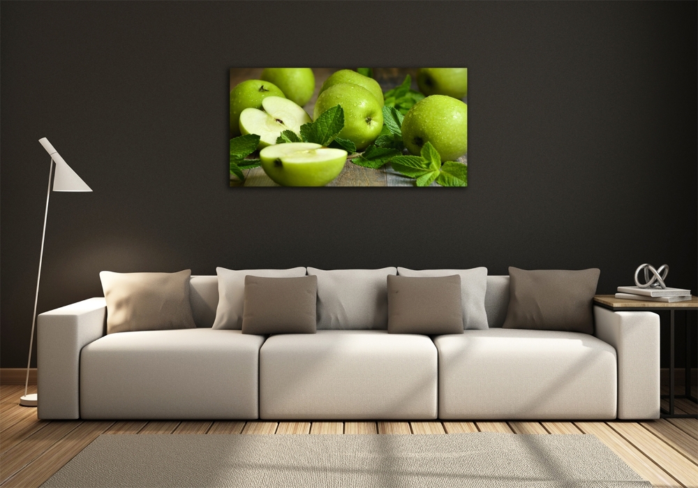 Glass picture wall art Green apples