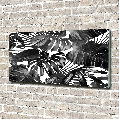 Wall art on glass Tropical leaves