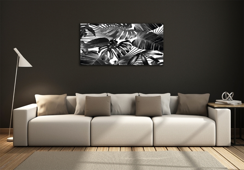 Wall art on glass Tropical leaves