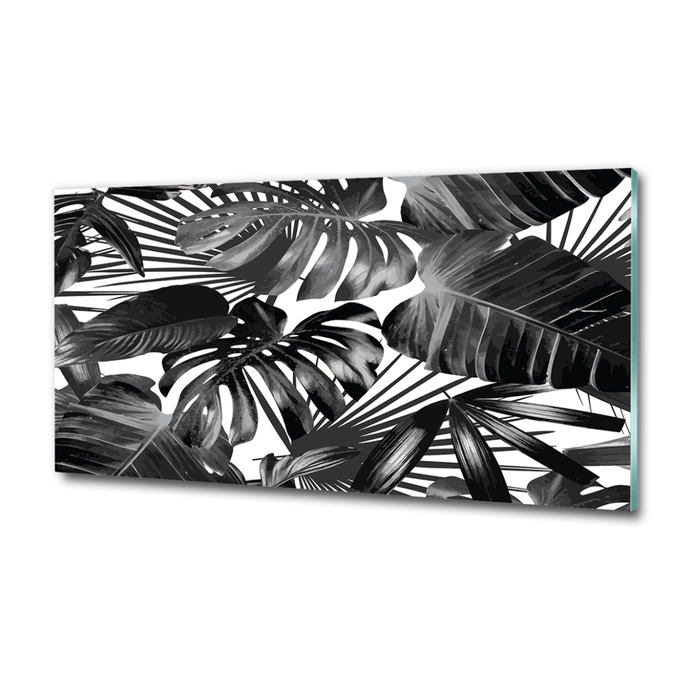 Wall art on glass Tropical leaves