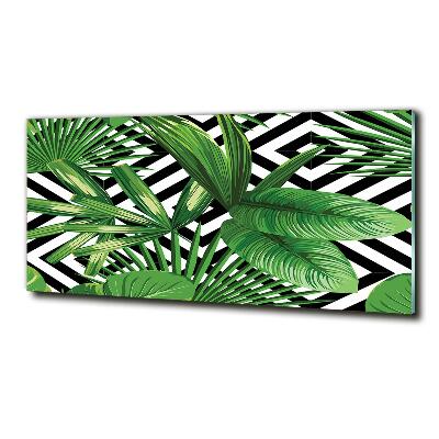 Glass wall art Tropical leaves