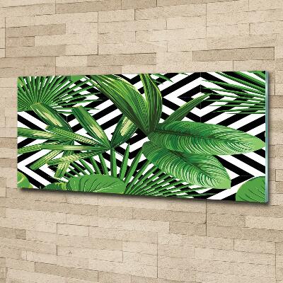 Glass wall art Tropical leaves