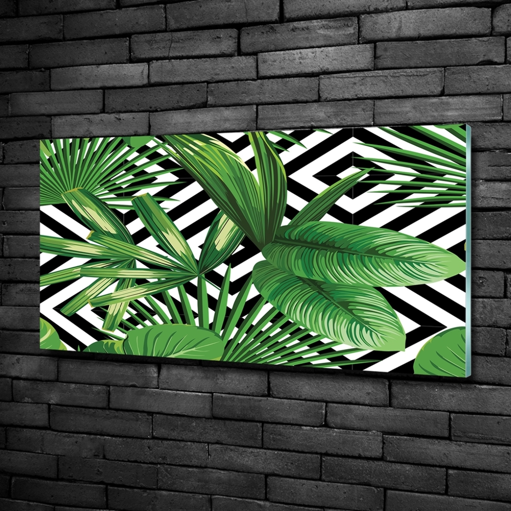 Glass wall art Tropical leaves