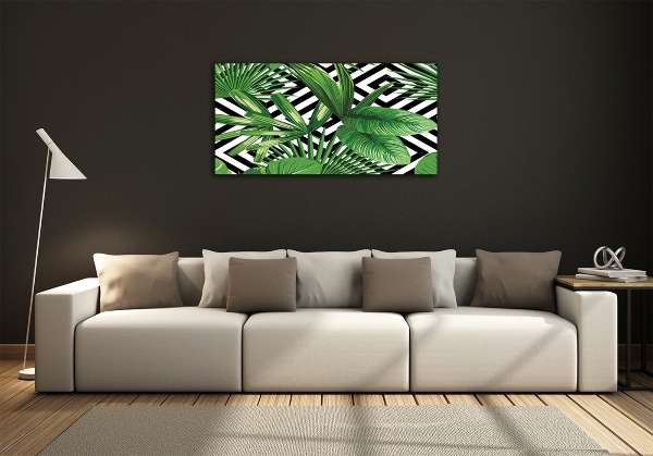 Glass wall art Tropical leaves