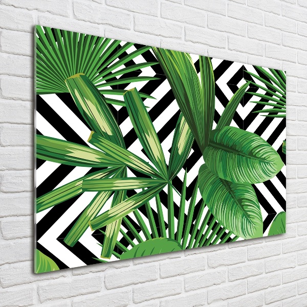 Glass wall art Tropical leaves