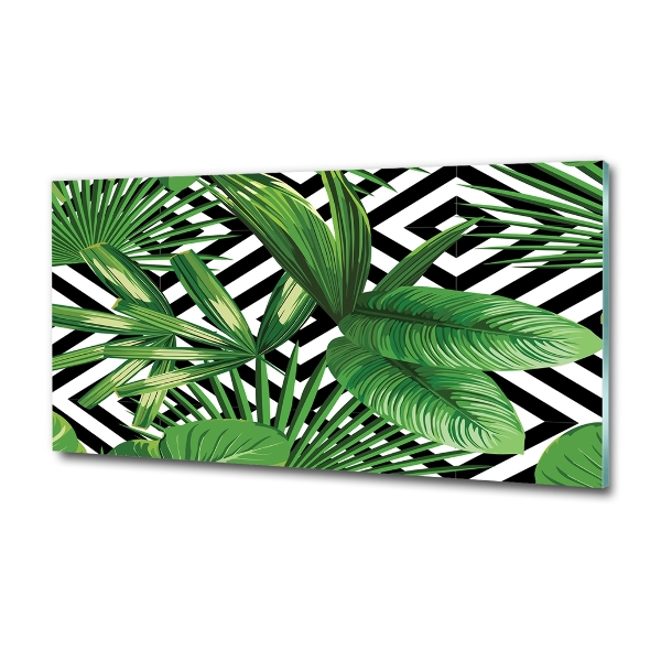 Glass wall art Tropical leaves