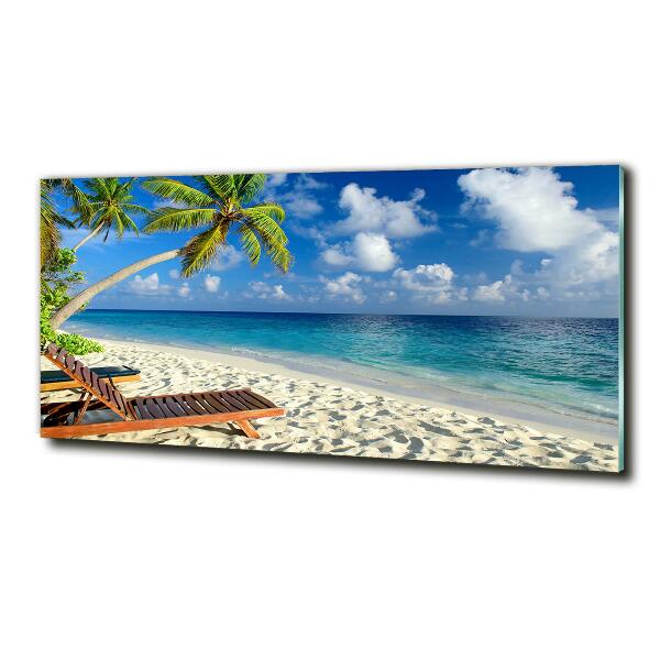 Glass wall art Tropical beach