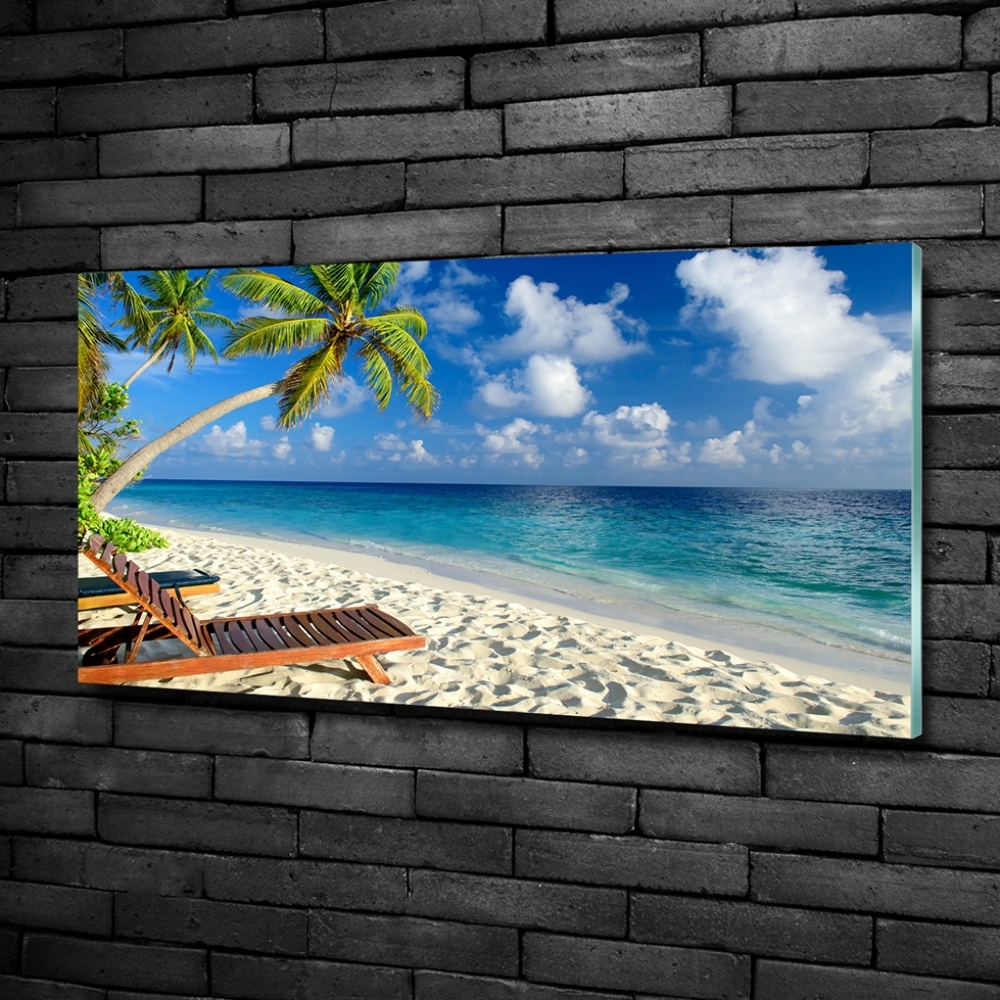 Glass wall art Tropical beach