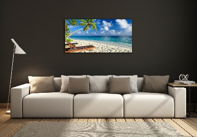 Glass wall art Tropical beach