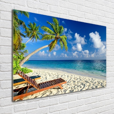 Glass wall art Tropical beach