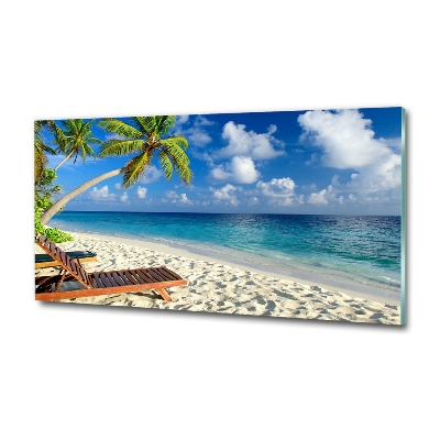 Glass wall art Tropical beach