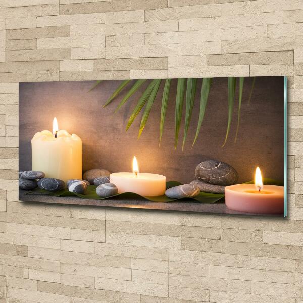 Glass wall art Burning candles