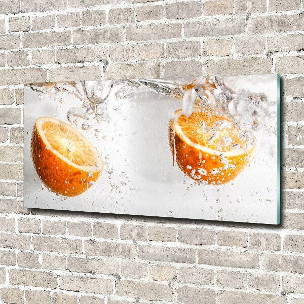 Printed glass wall art Oranges under water