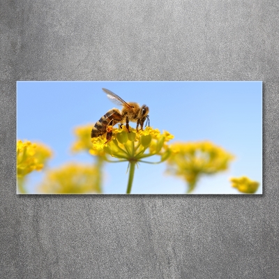 Glass wall art Bee on a flower