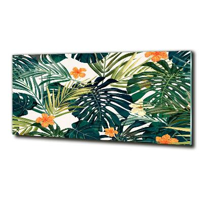 Glass wall art Tropical leaves