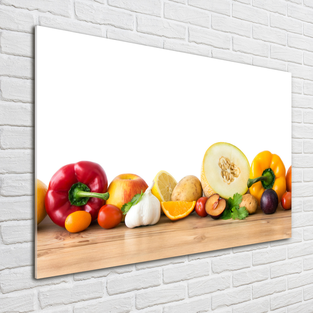 Printed glass wall art Fruits and vegetables