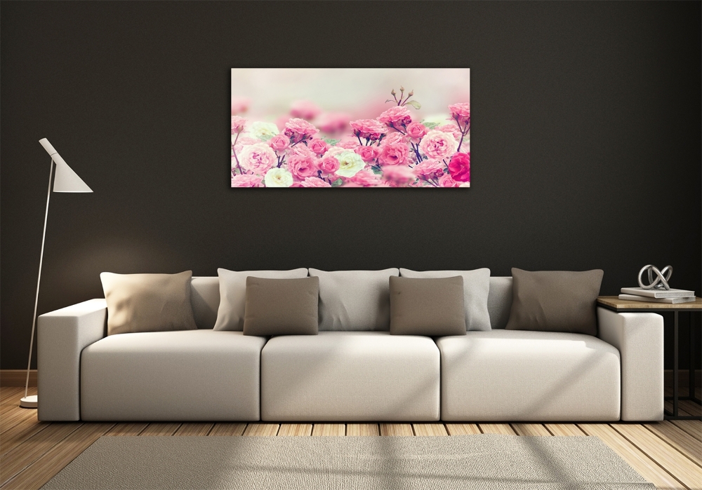 Wall art on glass Wild rose flowers