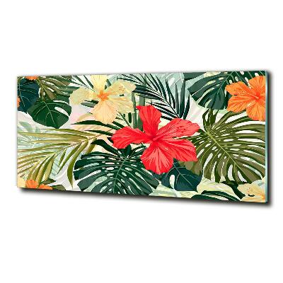 Glass wall art Hawaiian flowers