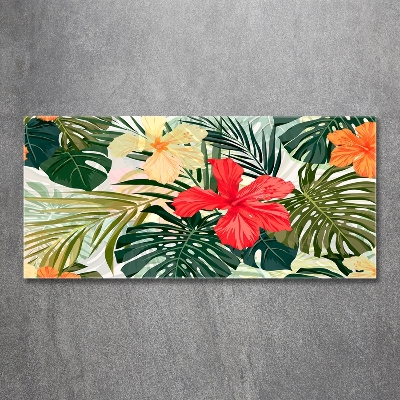 Glass wall art Hawaiian flowers