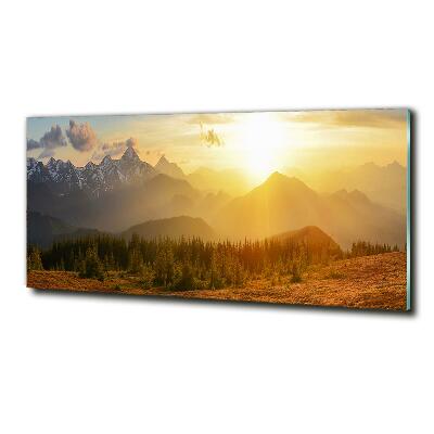 Wall art on glass Sunset of the mountain