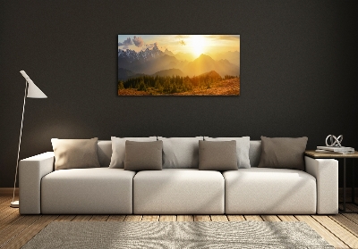 Wall art on glass Sunset of the mountain