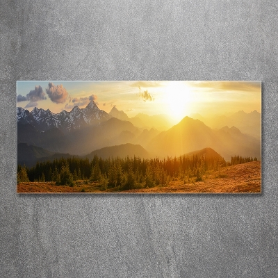 Wall art on glass Sunset of the mountain