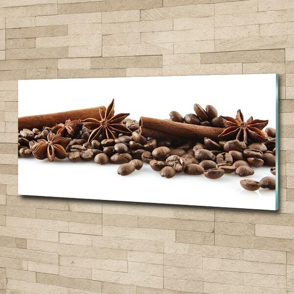 Printed glass wall art Cinnamon coffee beans