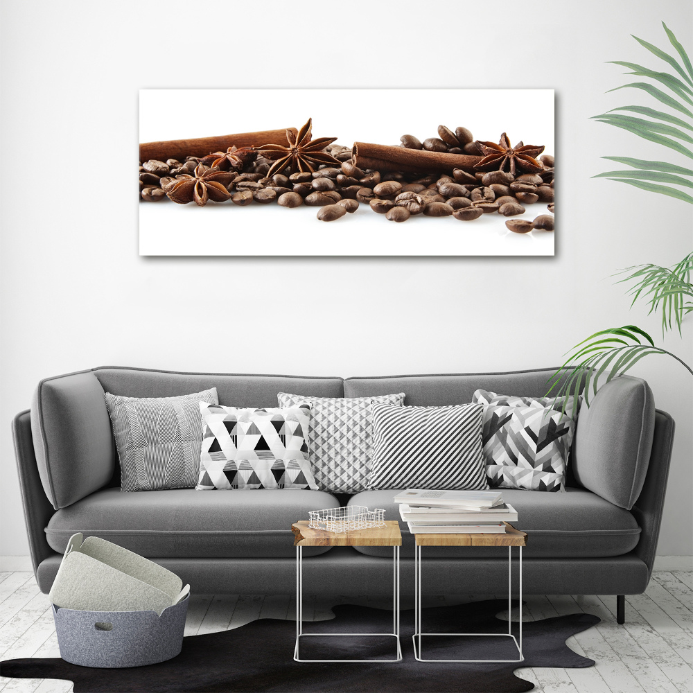 Printed glass wall art Cinnamon coffee beans