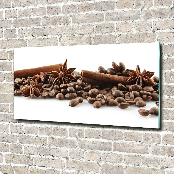 Printed glass wall art Cinnamon coffee beans