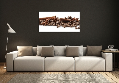 Printed glass wall art Cinnamon coffee beans