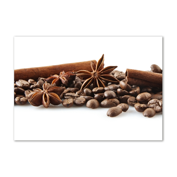 Printed glass wall art Cinnamon coffee beans