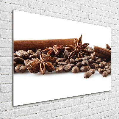 Printed glass wall art Cinnamon coffee beans