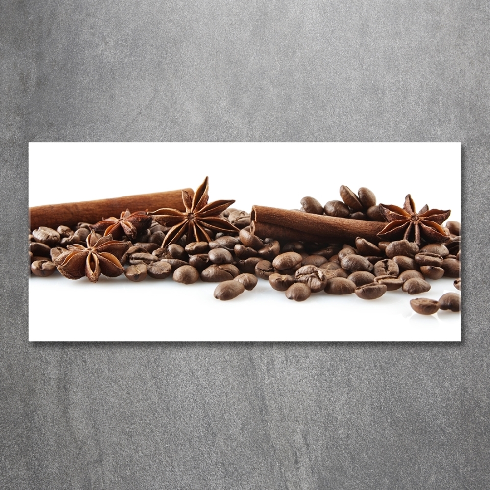 Printed glass wall art Cinnamon coffee beans