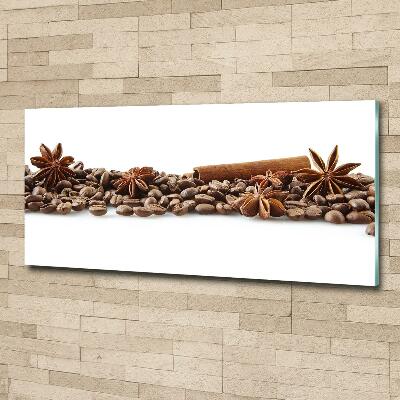 Printed glass wall art Cinnamon coffee beans