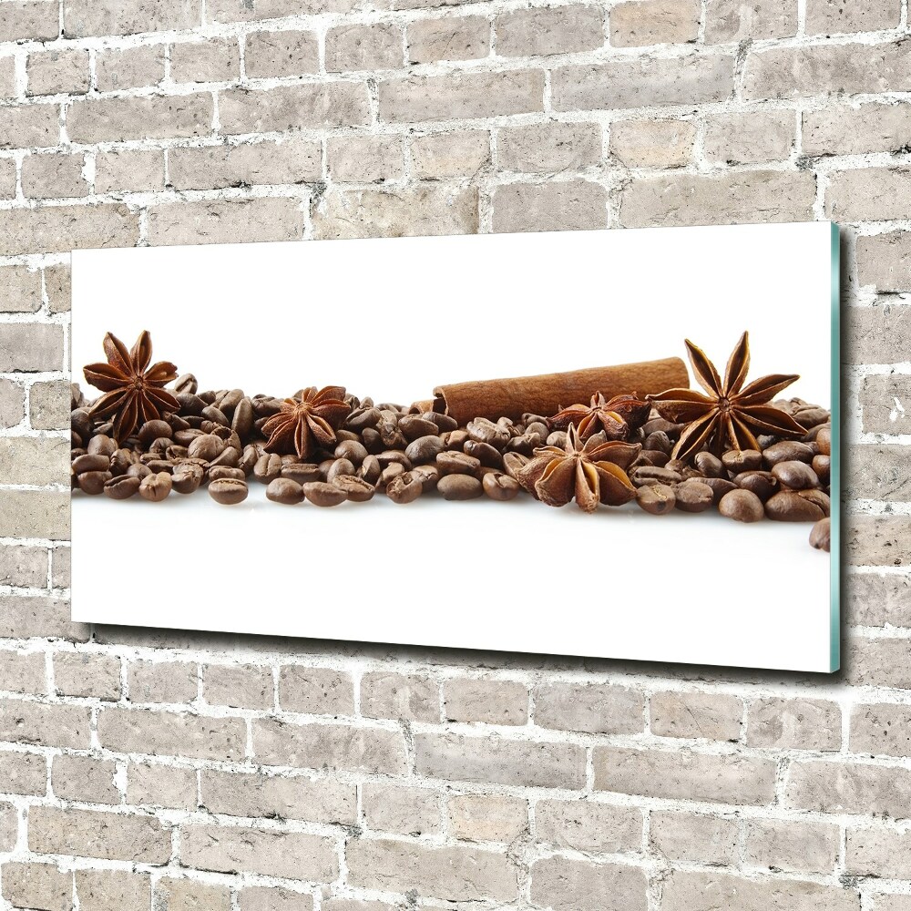 Printed glass wall art Cinnamon coffee beans