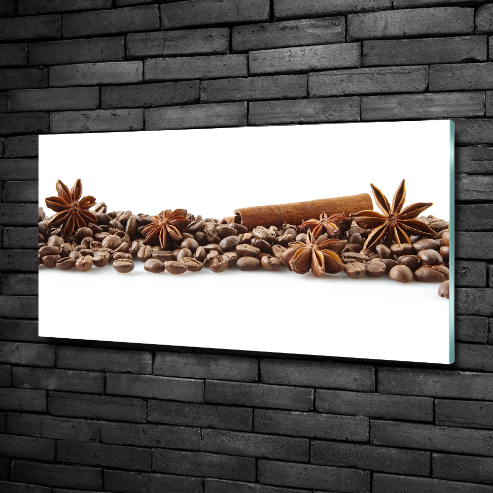 Printed glass wall art Cinnamon coffee beans