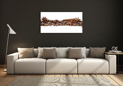 Printed glass wall art Cinnamon coffee beans