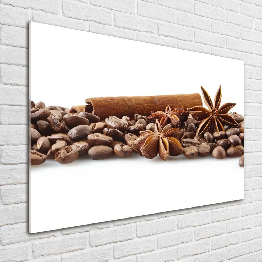 Printed glass wall art Cinnamon coffee beans