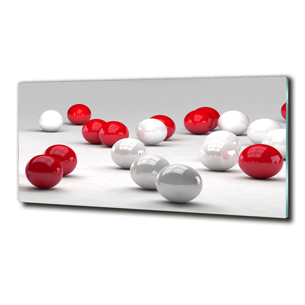 Glass wall art Red and white balls