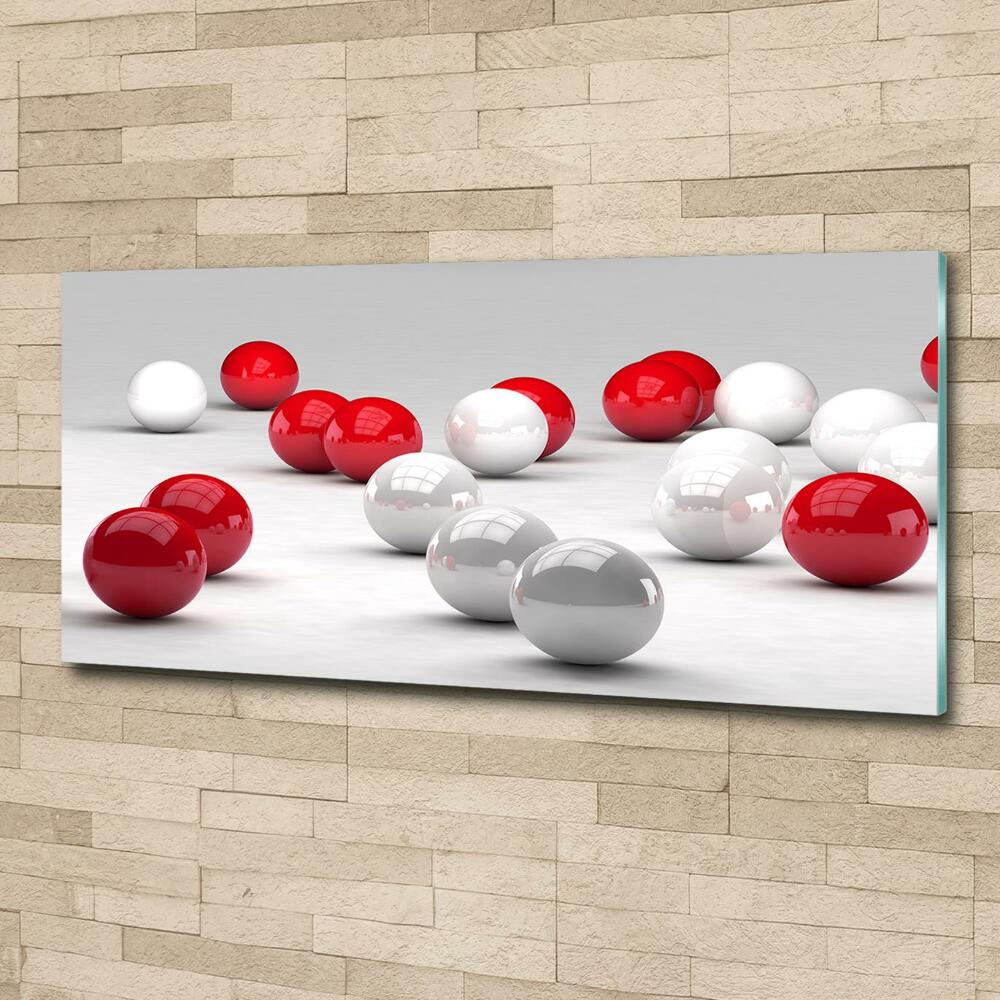 Glass wall art Red and white balls