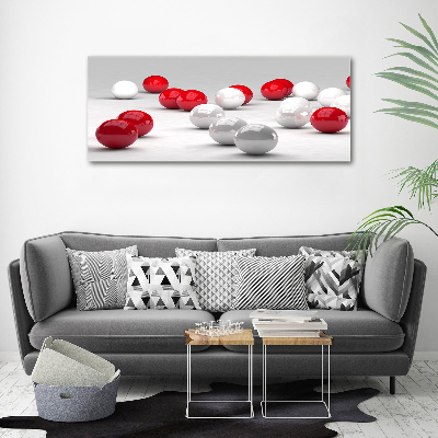 Glass wall art Red and white balls