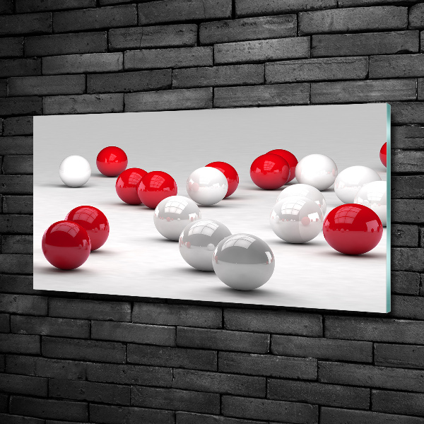 Glass wall art Red and white balls